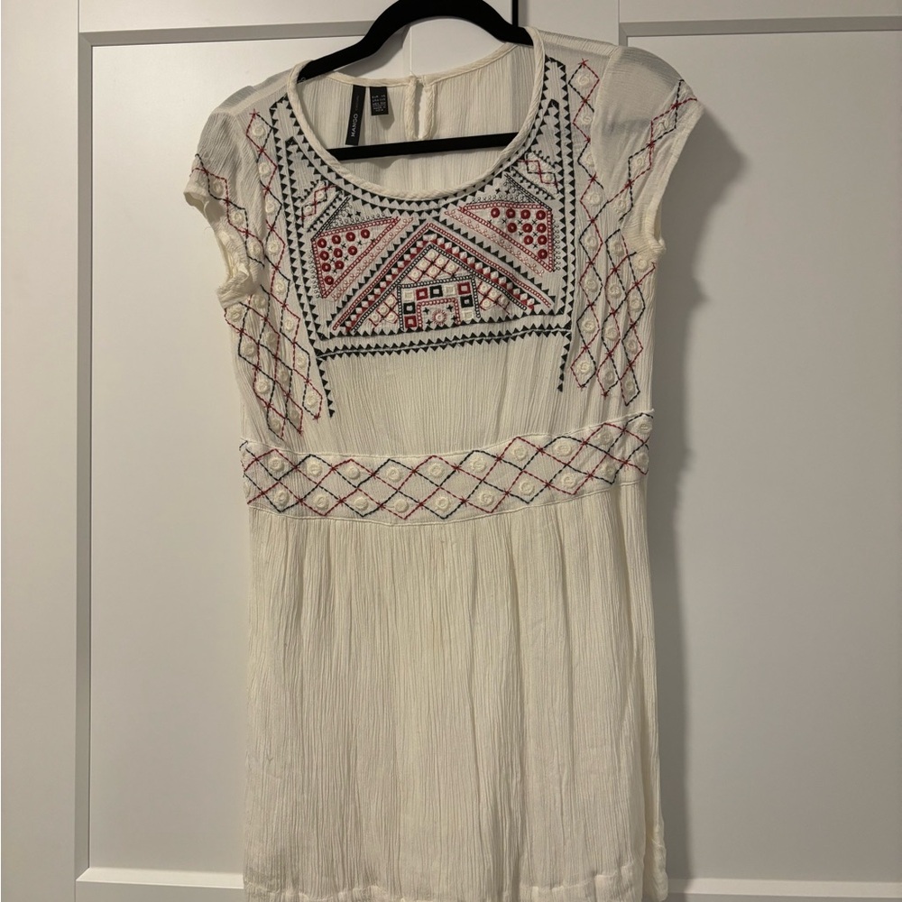 Embroidered White Dress